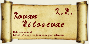 Kovan Miloševac vizit kartica